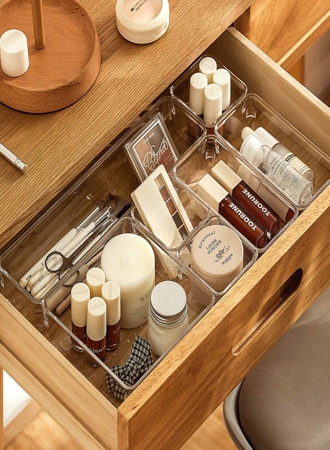 Topinon Desk Drawer Organizer Tray Acrylic Clear Makeup Drawer Organizers (16 Pc) - Transparent - Image 4